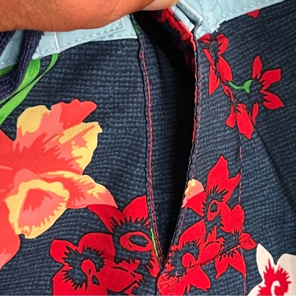 Men’s Burnside  Board Shorts Swim Trunks Sz 32 Stretch Hawaiian Print Zip Pocket - Picture 6 of 14